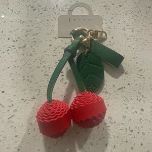 Leith Red Cherry Duo Key & Card Holder with Green Leaf Accents